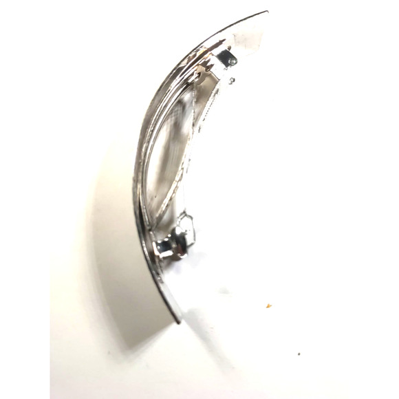 Hair Barrette Tension Clip Heavy Silver Tone 4" Textured - Picture 4 of 6